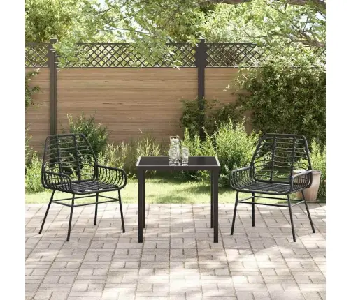 3 Gabalu Dārza Ēdināšanas Komplekts Melnā Polirratanā Vidaxl