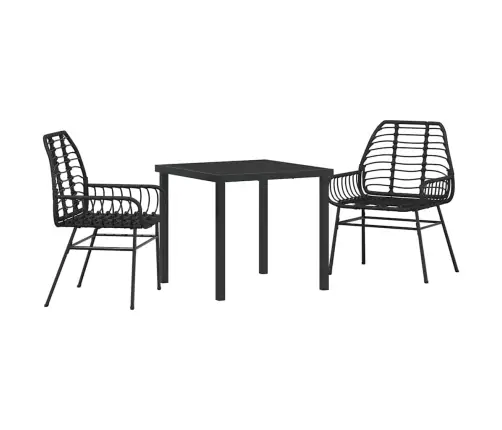 3 Gabalu Dārza Ēdināšanas Komplekts Melnā Polirratanā Vidaxl