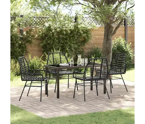 5 Daļu Dārza Ēdamgalda Komplekts, Melns Poliratonēts Vidaxl