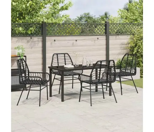 5 Daļu Dārza Ēdamgalda Komplekts, Melns Poliratonēts Vidaxl