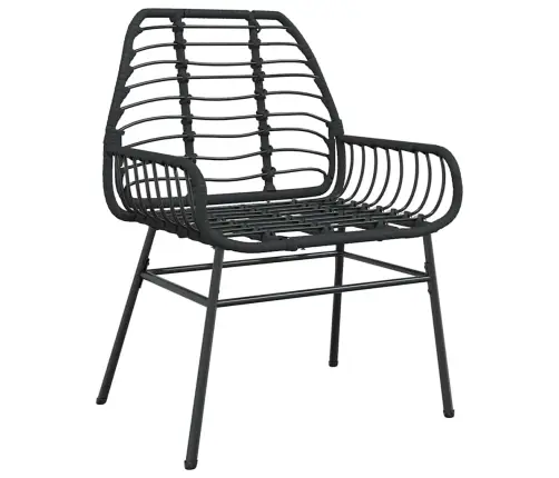 5 Daļu Dārza Ēdamgalda Komplekts, Melns Poliratonēts Vidaxl