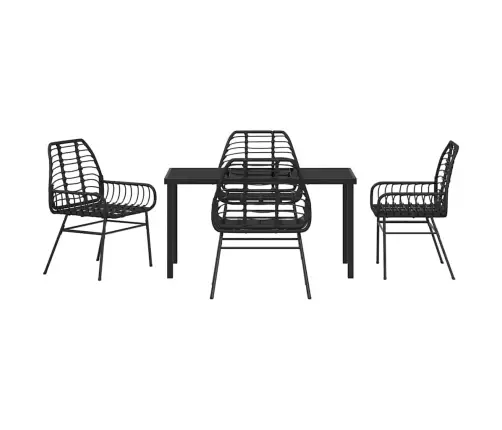 5 Daļu Dārza Ēdamgalda Komplekts, Melns Poliratonēts Vidaxl