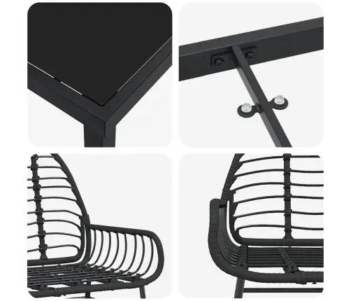 Aia Söögilaudade Komplekt 7 Pcs Must Polürotang