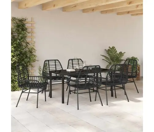 Aia Söögilaudade Komplekt 7 Pcs Must Polürotang