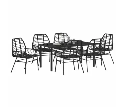 Aia Söögilaudade Komplekt 7 Pcs Must Polürotang