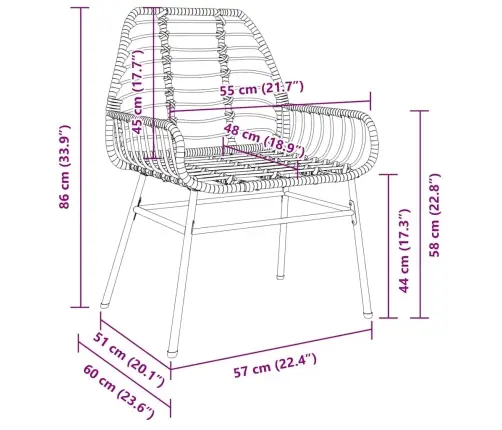 Aia Söögilaudade Komplekt 3 Pcs Pruun Polürotang