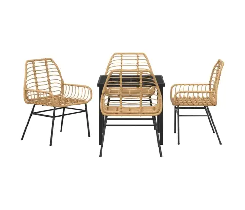 5 Daļu Dārza Galds Brūns Polirasas Vidaxl