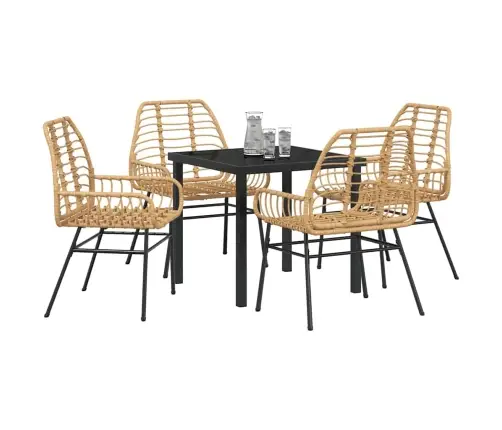 5 Daļu Dārza Galds Brūns Polirasas Vidaxl