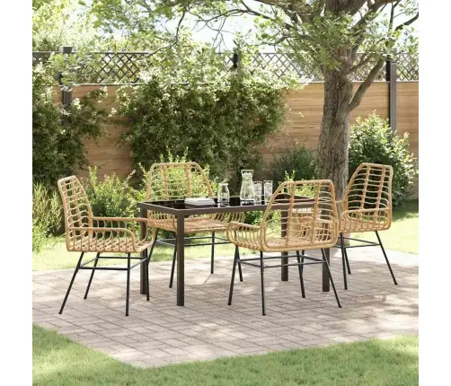 Sodo Valgomojo Komplektas 5 Pcs Ruda Poliratanas