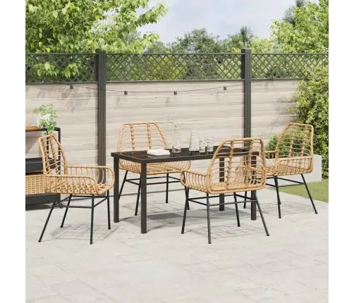 Sodo Valgomojo Komplektas 5 Pcs Ruda Poliratanas