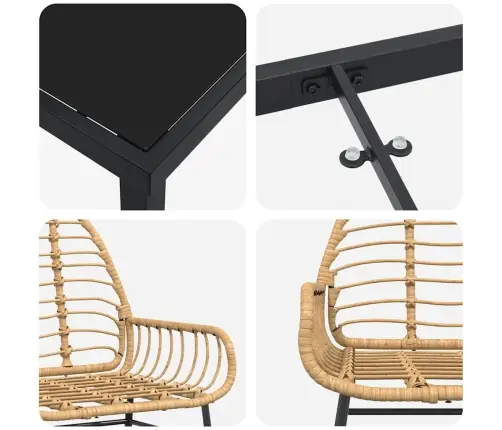 Aia Söögilaudade Komplekt 7 Pcs Pruun Polürotang