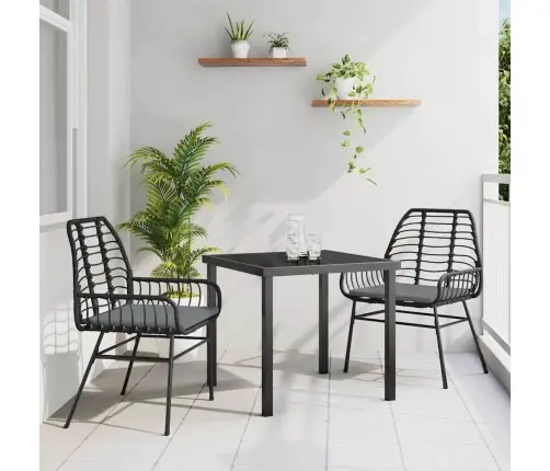 3 Daļu Dārza Galda Komplekts Ar Spilveniem Melnā Poliratanā Vidaxl