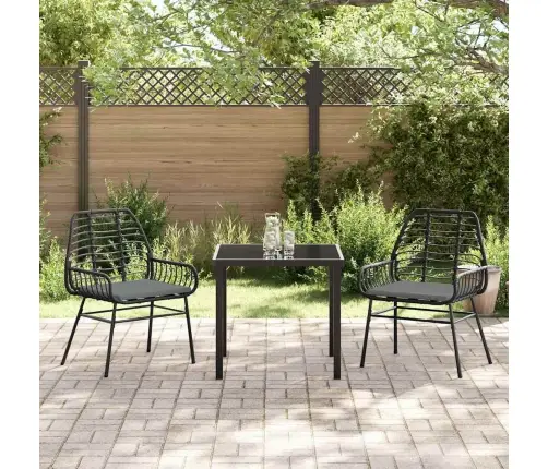 3 Daļu Dārza Galda Komplekts Ar Spilveniem Melnā Poliratanā Vidaxl