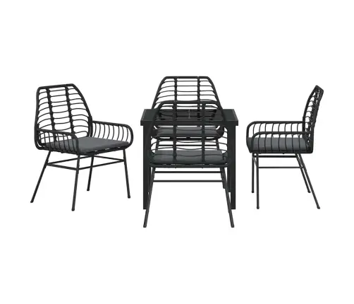 Sodo Valgomojo Komplektas 5 Pcs Juoda Poliratanas