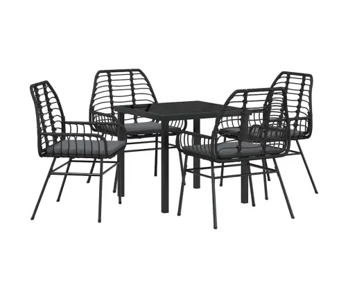 Sodo Valgomojo Komplektas 5 Pcs Juoda Poliratanas