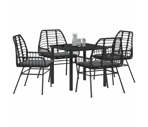 Sodo Valgomojo Komplektas 5 Pcs Juoda Poliratanas