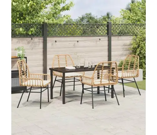 5 Daļīgs Dārza Ēdamgalds Ar Spilveniem, Brūnā Poliratānā Vidaxl