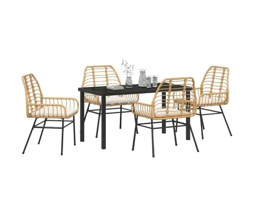 5 Daļīgs Dārza Ēdamgalds Ar Spilveniem, Brūnā Poliratānā Vidaxl