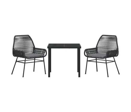 Sodo Valgomojo Komplektas 3 Pcs Juoda Poliratanas