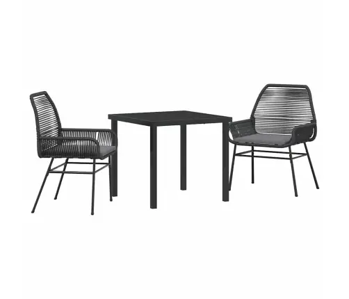 Sodo Valgomojo Komplektas 3 Pcs Juoda Poliratanas