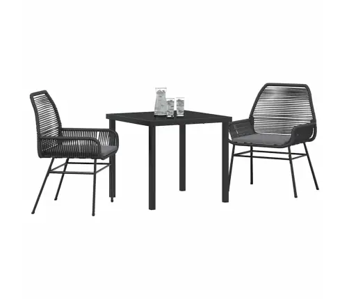 Sodo Valgomojo Komplektas 3 Pcs Juoda Poliratanas