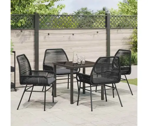 5 Daļu Dārza Ēdamgaldu Komplekts Ar Spilveniem, Melns Polirattans Vidaxl