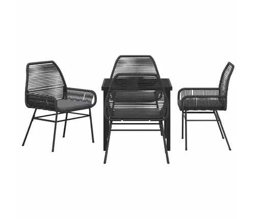 5 Daļu Dārza Ēdamgaldu Komplekts Ar Spilveniem, Melns Polirattans Vidaxl