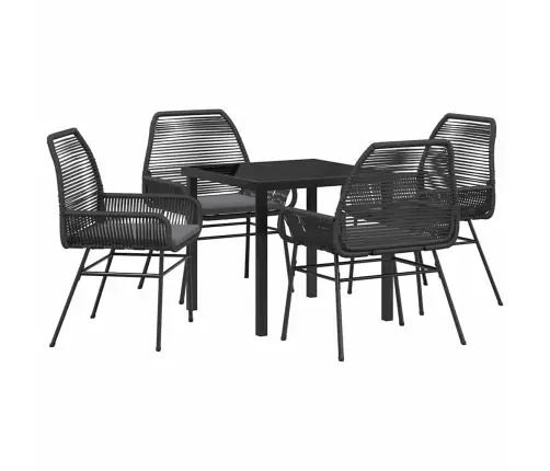 5 Daļu Dārza Ēdamgaldu Komplekts Ar Spilveniem, Melns Polirattans Vidaxl