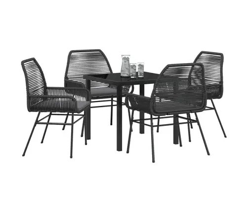 5 Daļu Dārza Ēdamgaldu Komplekts Ar Spilveniem, Melns Polirattans Vidaxl