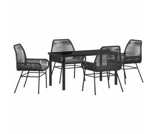 5 Daļu Dārza Ēdamgalda Komplekts Ar Spilveniem, Melns Polirotango Vidaxl