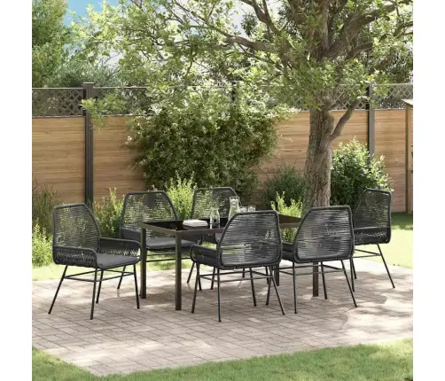 Aia Söögilaudade Komplekt Padjaga 7 Pcs Must Polürotang