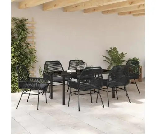 Aia Söögilaudade Komplekt Padjaga 7 Pcs Must Polürotang