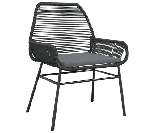 Aia Söögilaudade Komplekt Padjaga 7 Pcs Must Polürotang