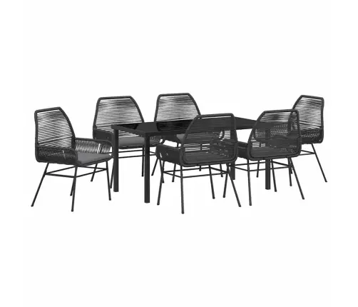 Aia Söögilaudade Komplekt Padjaga 7 Pcs Must Polürotang