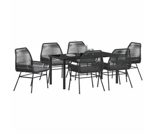 Aia Söögilaudade Komplekt Padjaga 7 Pcs Must Polürotang