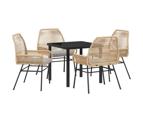 5 Gabalu Dārza Ēdināšanas Komplekts Ar Spilveniem, Brūns Poliratanas Vidaxl