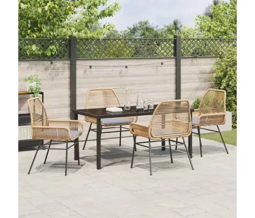 5 Gab. Dārza Ēdamgalda Komplekts Ar Spilveniem, Brūns Poli Rattans Vidaxl