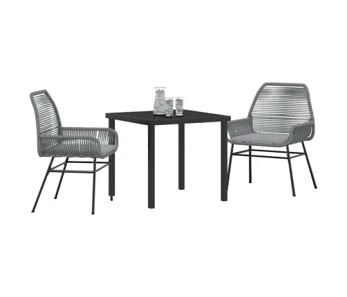 3 Daļu Dārza Ēdamgalda Komplekts Ar Spilveniem, Pelēks Poliesters, Ratanas. Vidaxl