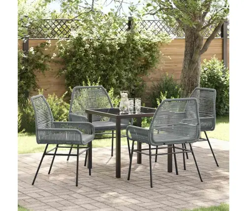 5 Daļu Dārza Ēdamgalda Komplekts Ar Spilveniem, Pelēks Polyrattans Vidaxl