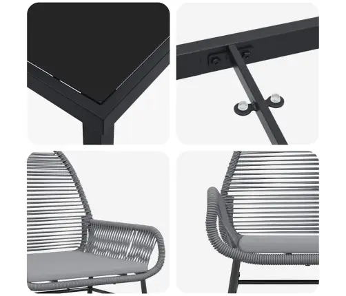 Sodo Valgomojo Komplektas 5 Pcs Pilka Poliratanas