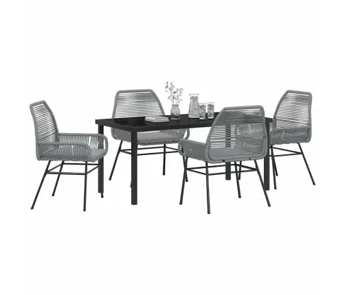 Sodo Valgomojo Komplektas 5 Pcs Pilka Poliratanas