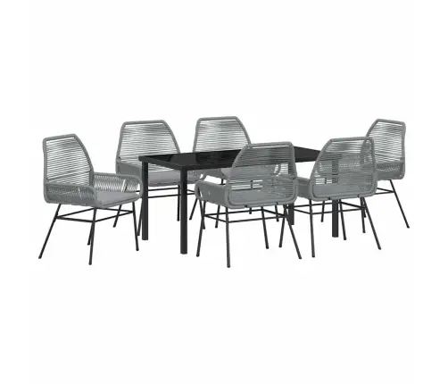 7 Daļu Dārza Ēdamgalds Ar Spilveniem, Pelēks Poliratanas Vidaxl