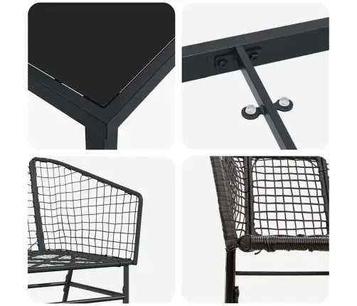 Aia Söögilaudade Komplekt 3 Pcs Must Polürotang