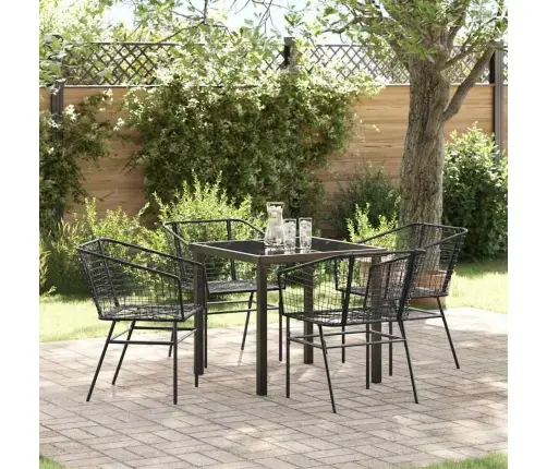 5 Daļu Dārza Ēdamgalda Kompleks Melns Poliratanas Vidaxl