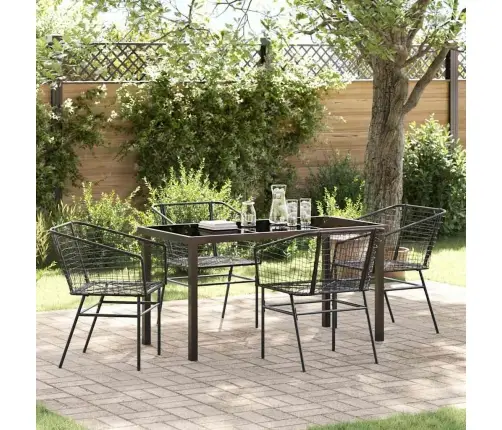 5 Daļu Dārza Ēdamgalds Melnā Poliratanā Vidaxl