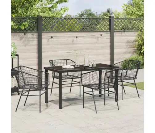 5 Daļu Dārza Ēdamgalds Melnā Poliratanā Vidaxl