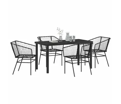 5 Daļu Dārza Ēdamgalds Melnā Poliratanā Vidaxl