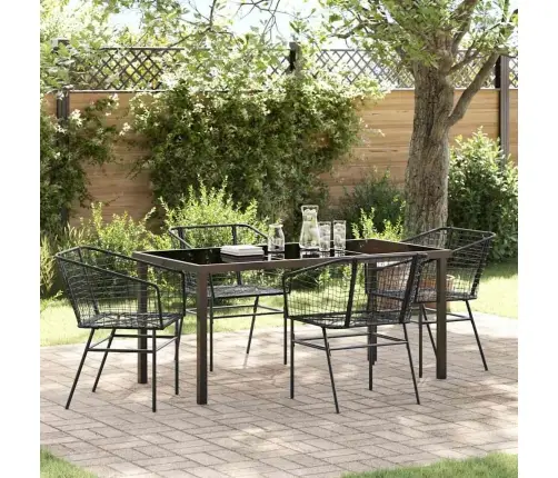 5 Daļu Dārza Ēdamzāles Komplekts, Melns Polirattans Vidaxl