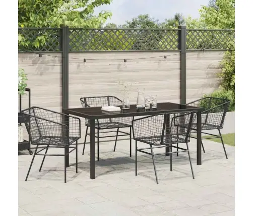 5 Daļu Dārza Ēdamzāles Komplekts, Melns Polirattans Vidaxl