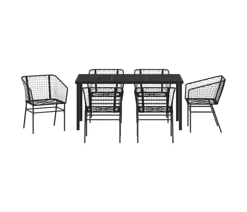 Aia Söögilaudade Komplekt 7 Pcs Must Polürotang